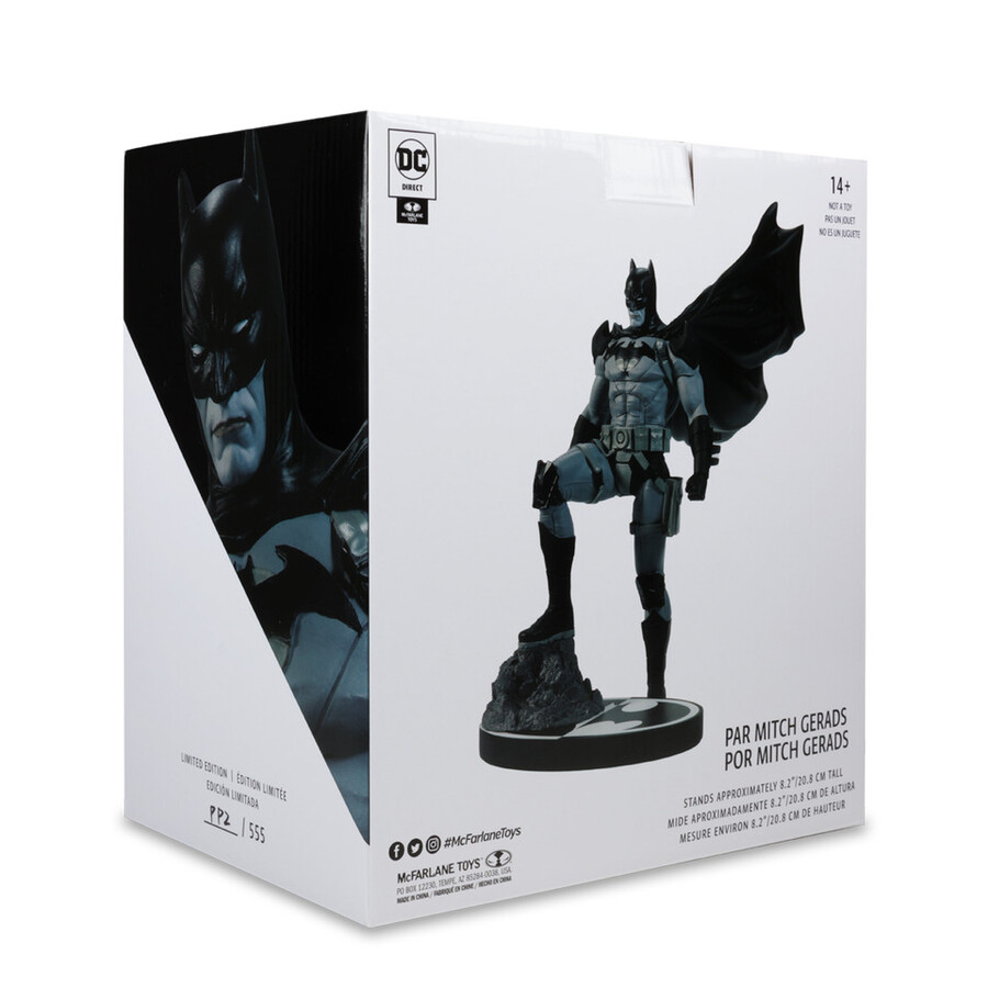 statue en résine batman black white - batman par mitch gerads dc direct