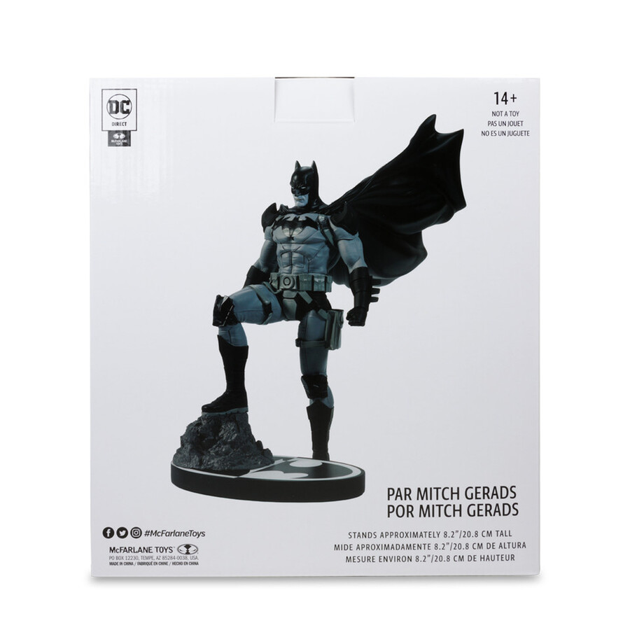 statue en résine batman black white - batman par mitch gerads dc direct