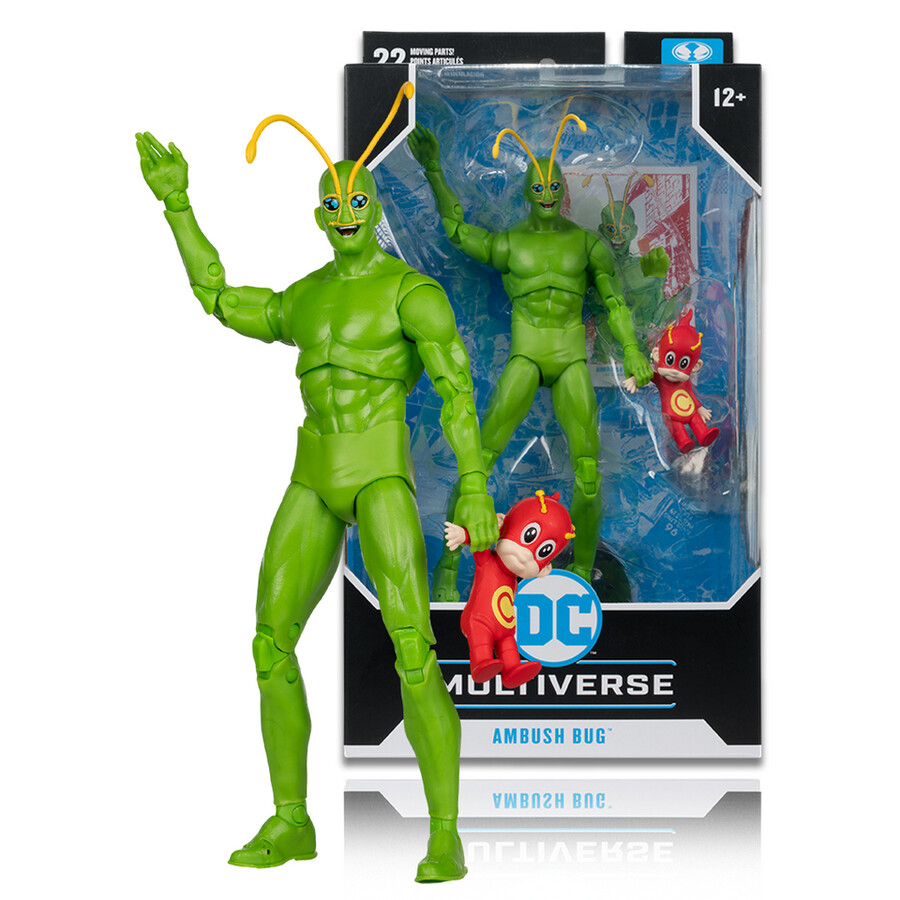 pack de 3 figurines de 18 cm booster gold futures end mr. freeze et ambush bug dc classic.