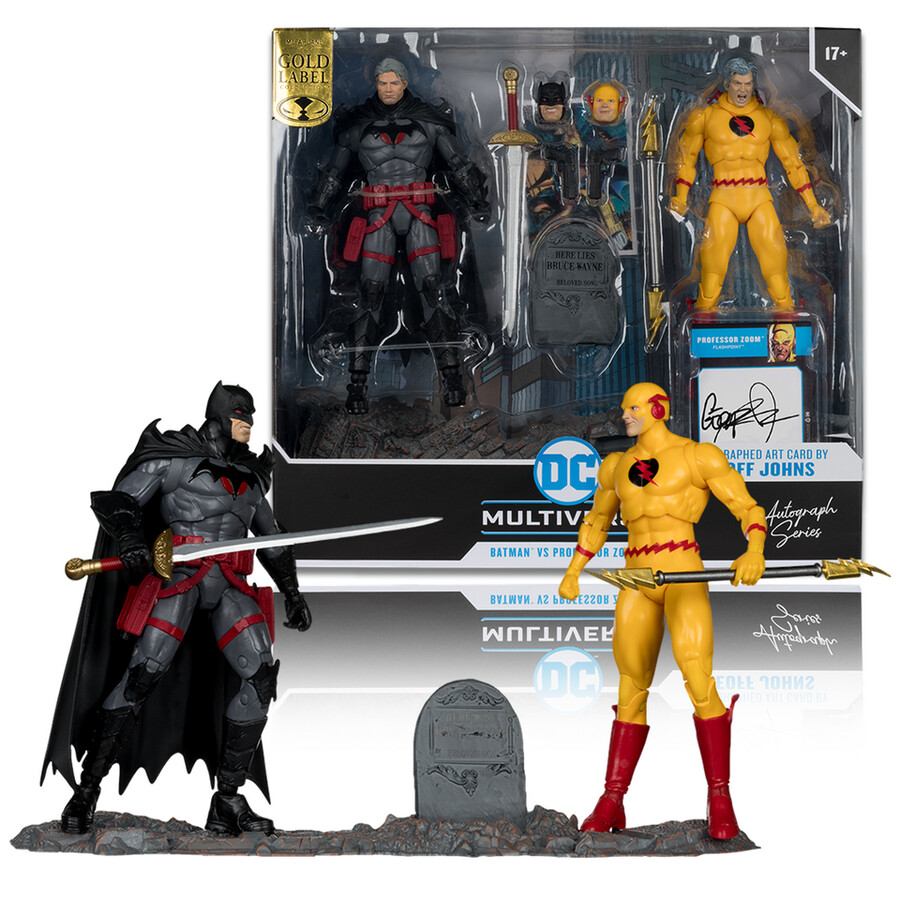 figurine batman contre professeur zoom flashpoint série autograph gold label lot de 2 18 cm