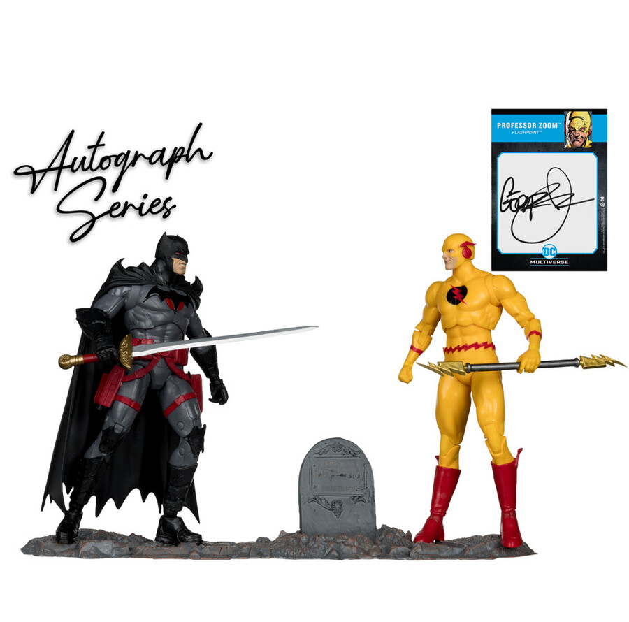figurine batman contre professeur zoom flashpoint série autograph gold label lot de 2 18 cm