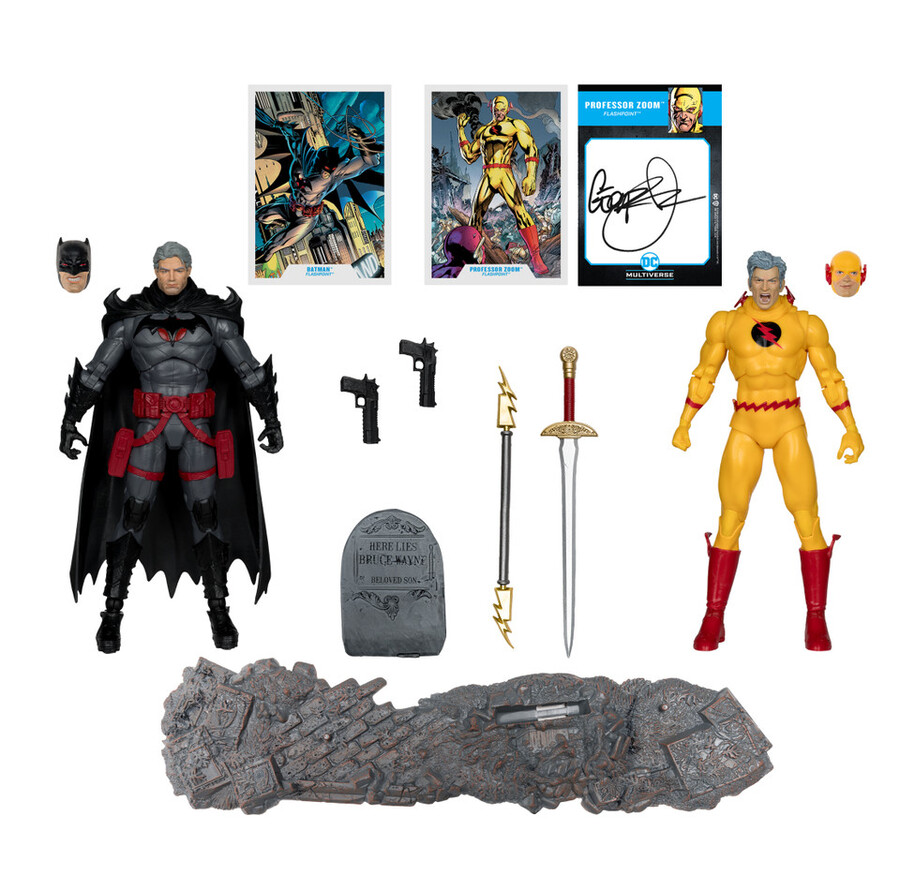 figurine batman contre professeur zoom flashpoint série autograph gold label lot de 2 18 cm