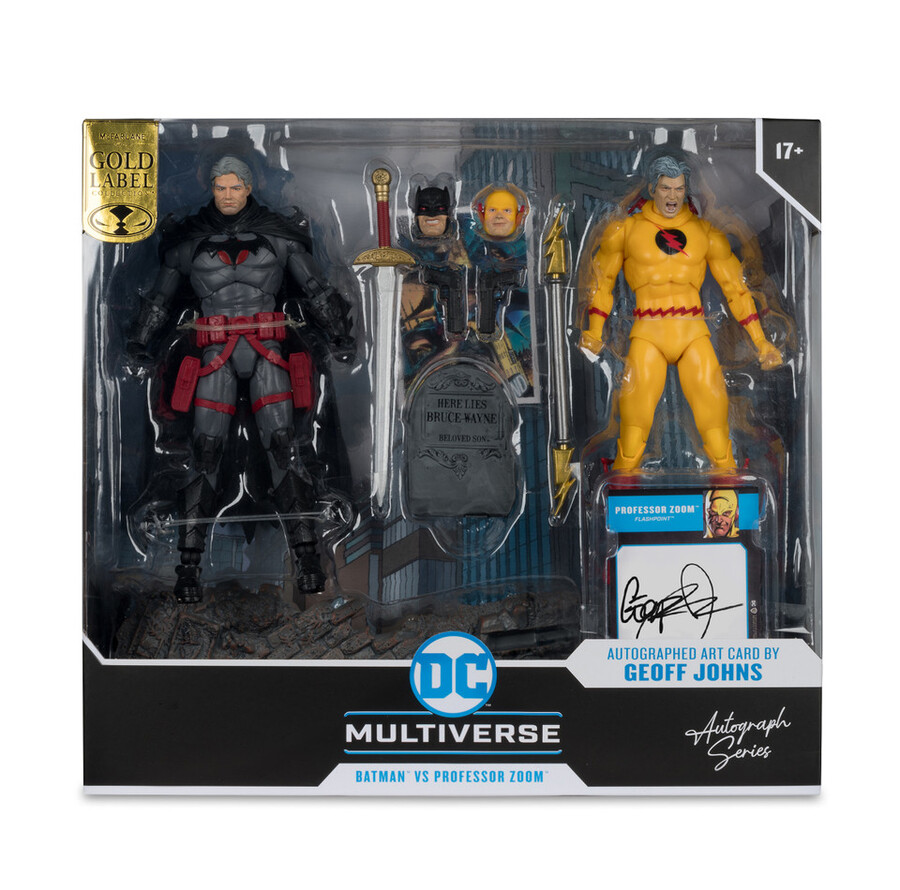 figurine batman contre professeur zoom flashpoint série autograph gold label lot de 2 18 cm