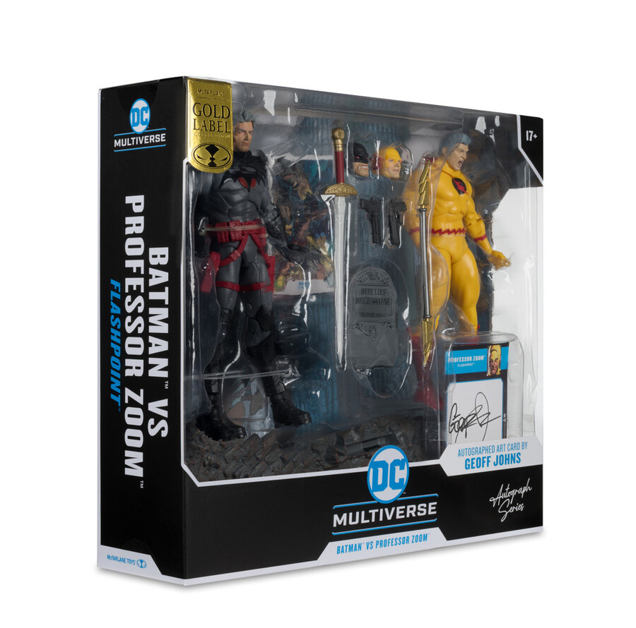figurine batman contre professeur zoom flashpoint série autograph gold label lot de 2 18 cm