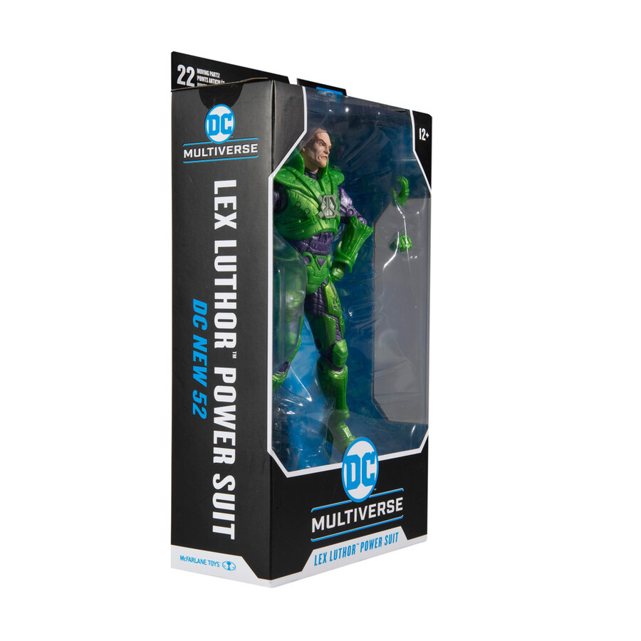 lex luthor avec combinaison de puissance verte et combinaison de puissance bleue lot de 2 figurines de 18 cm