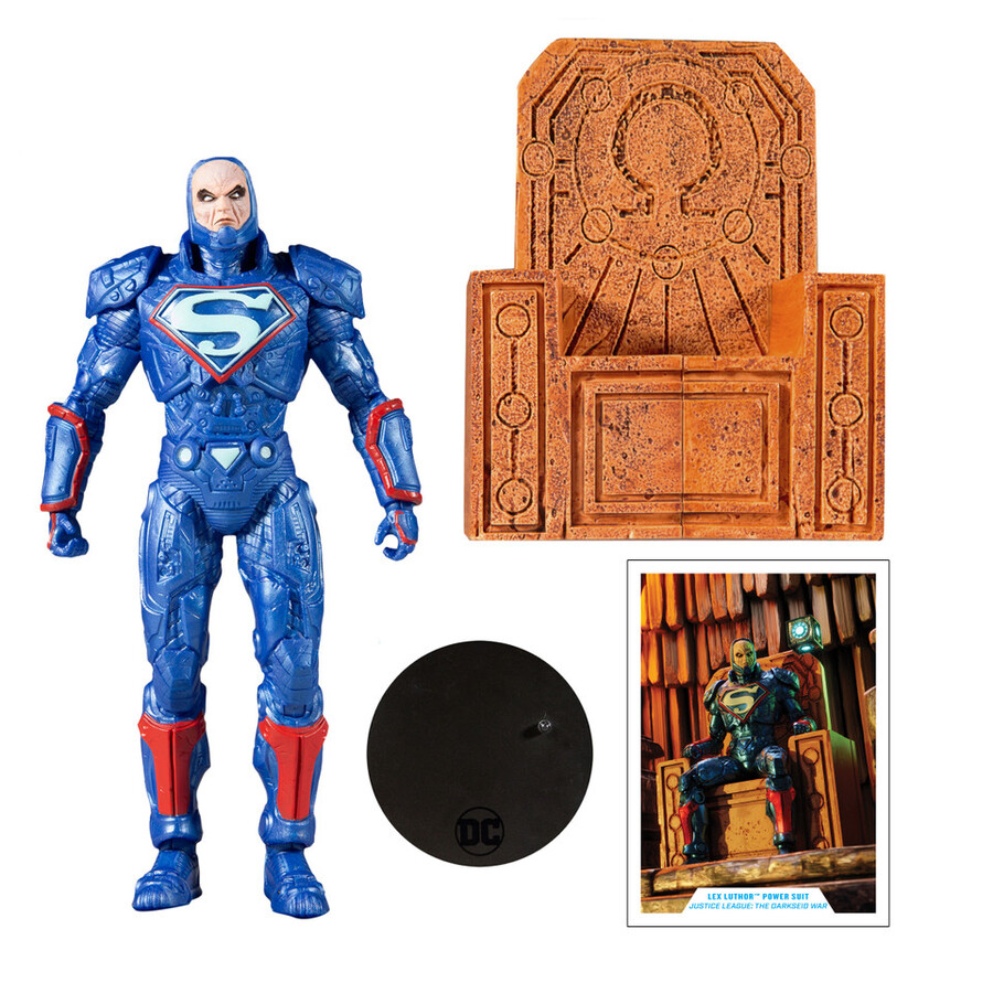 lex luthor avec combinaison de puissance verte et combinaison de puissance bleue lot de 2 figurines de 18 cm