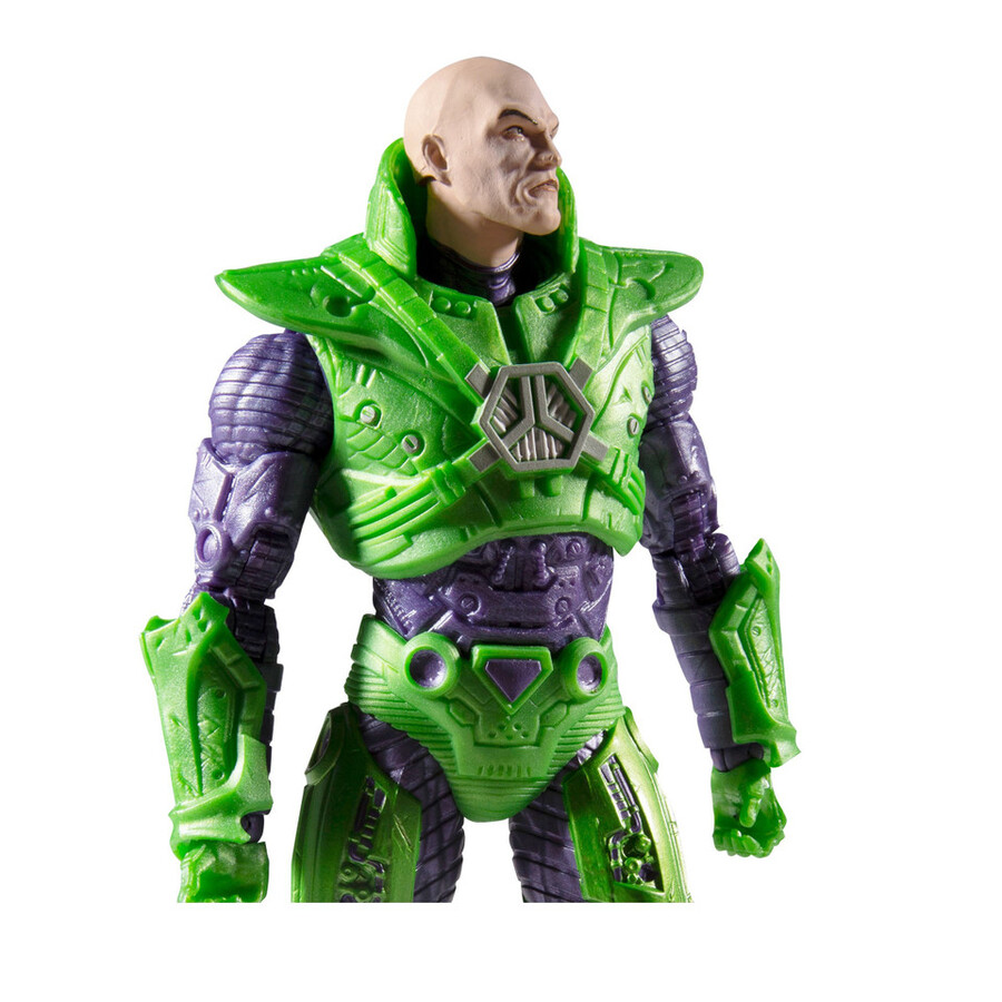 lex luthor avec combinaison de puissance verte et combinaison de puissance bleue lot de 2 figurines de 18 cm