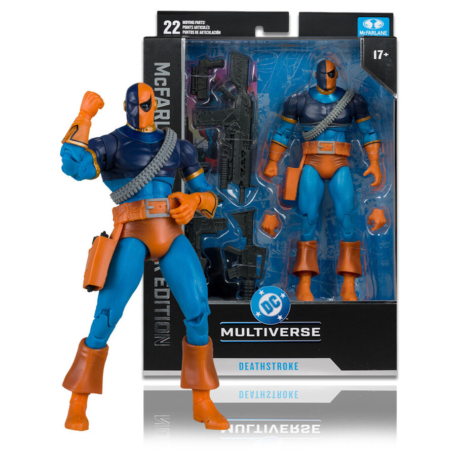 coffret collector mcfarlane 3 figurines de 18 cm mirror master flash metron new gods deathstroke deathstroke terminator