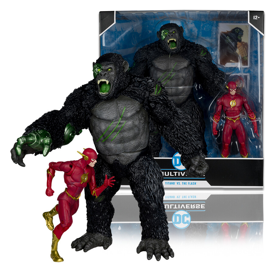 titano contre flash dc multiverse - pack de 2 figurines de 18 cm