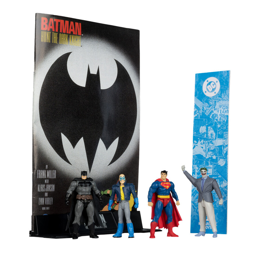 coffret de 4 figurines the dark knight returns dc page punchers gold label 3 avec bd exclusive