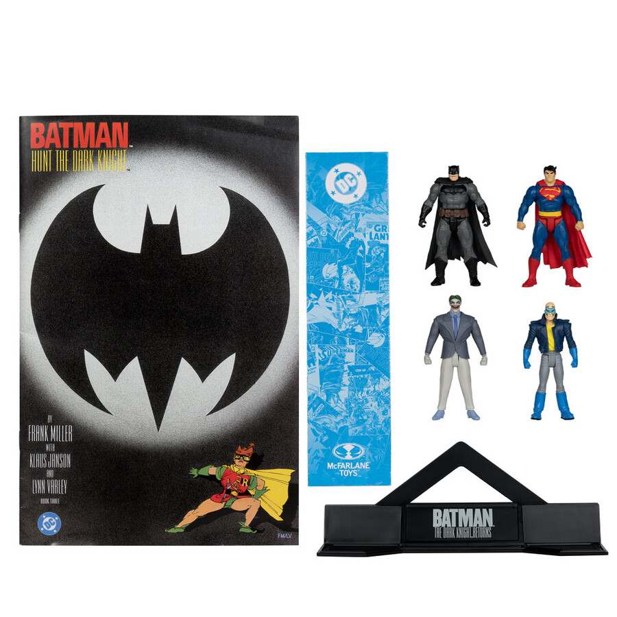 coffret de 4 figurines the dark knight returns dc page punchers gold label 3 avec bd exclusive