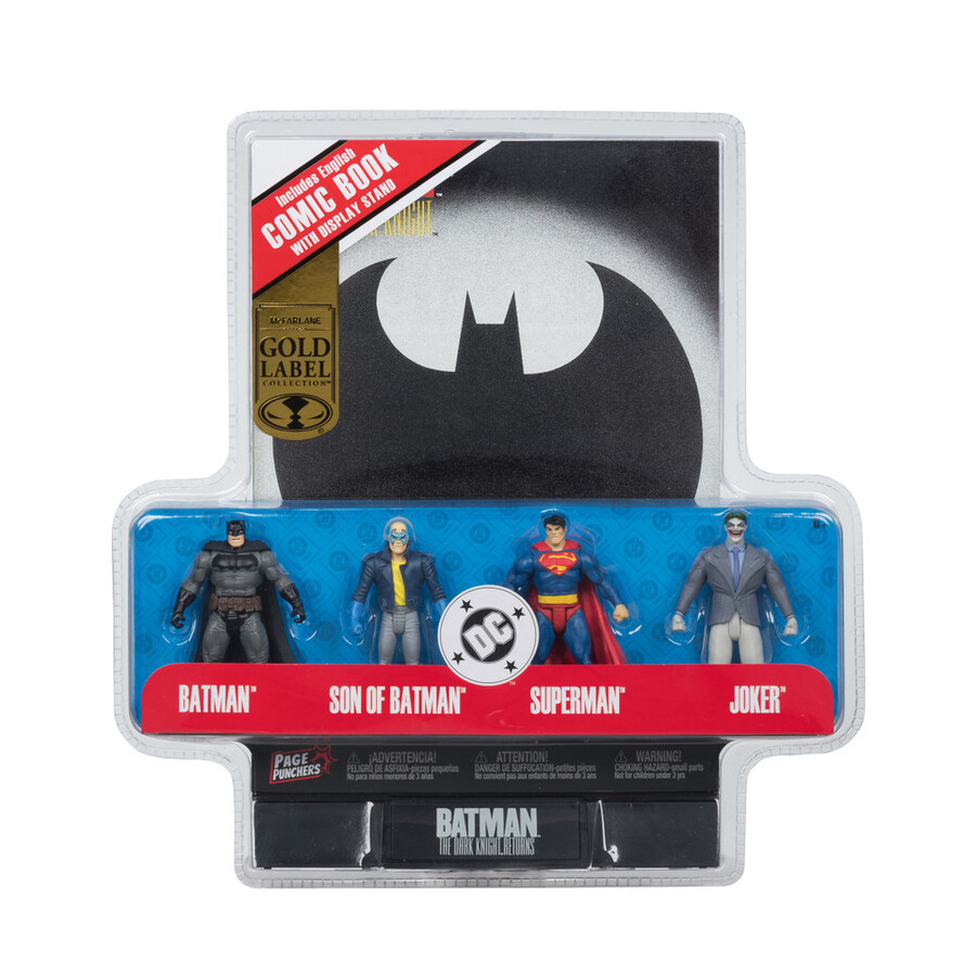coffret de 4 figurines the dark knight returns dc page punchers gold label 3 avec bd exclusive
