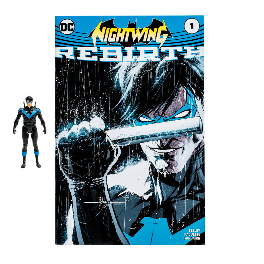 figurine nightwing avec bd dc rebirth dc page punchers de 76 cm