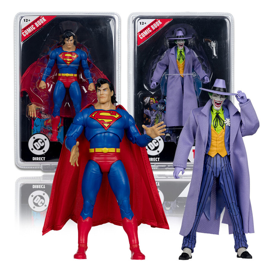 lot de figurines superman zero hourle joker crisis on infinite earths avec bd 2 figurines de 18 cm