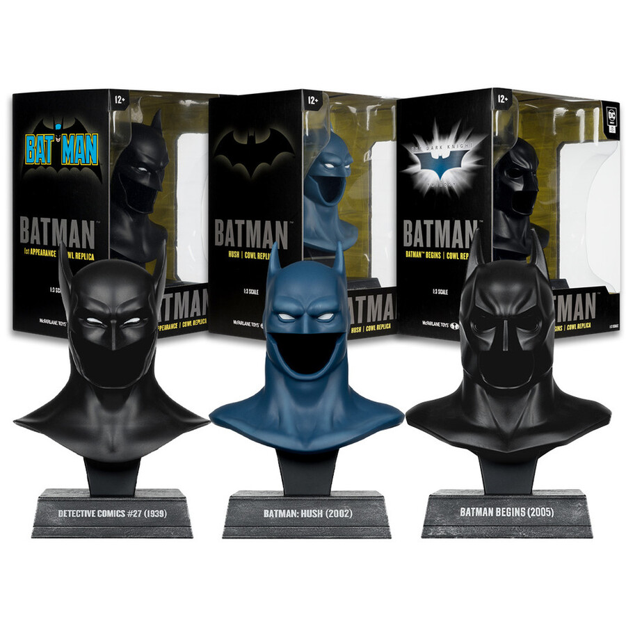 batman 1ère apparitionsilencebatman commence répliques de cagoules à léchelle 13 vague 2 lot 3