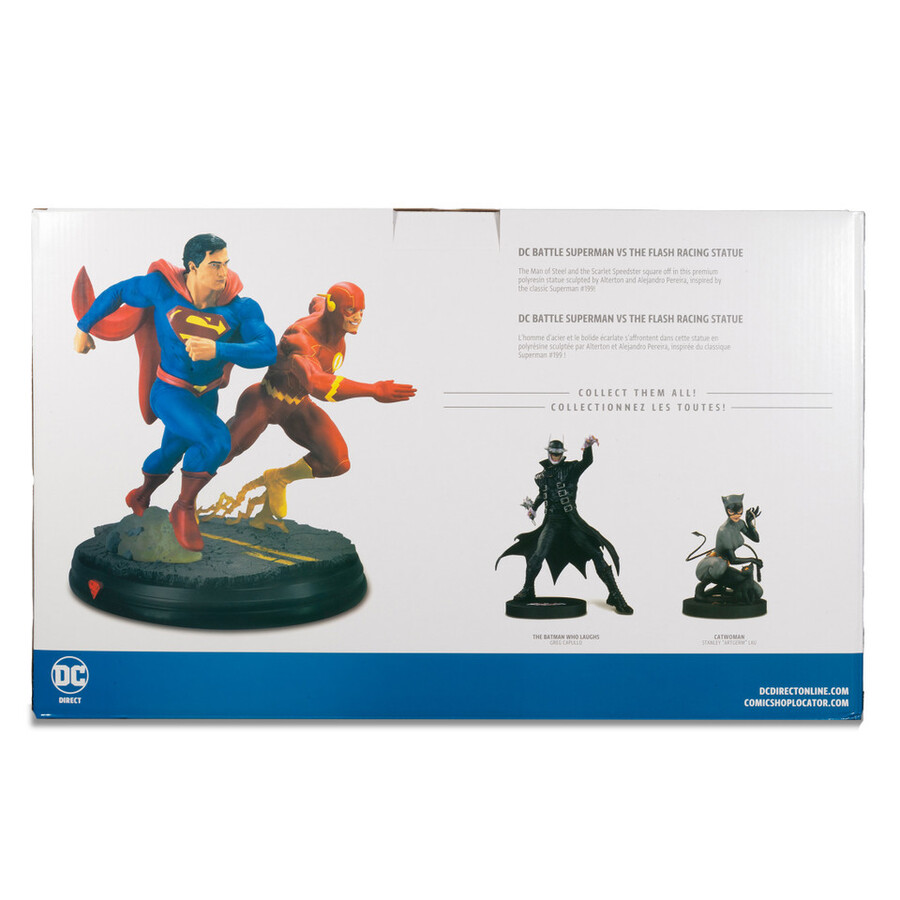 statue en résine de combat superman contre flash dc