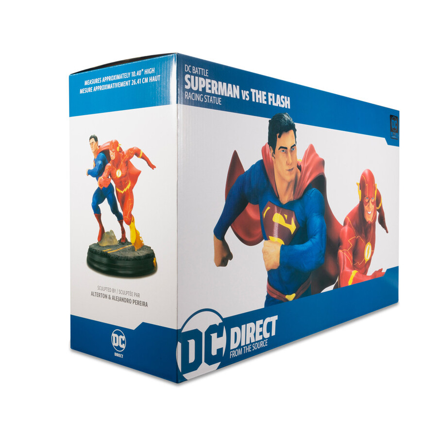statue en résine de combat superman contre flash dc