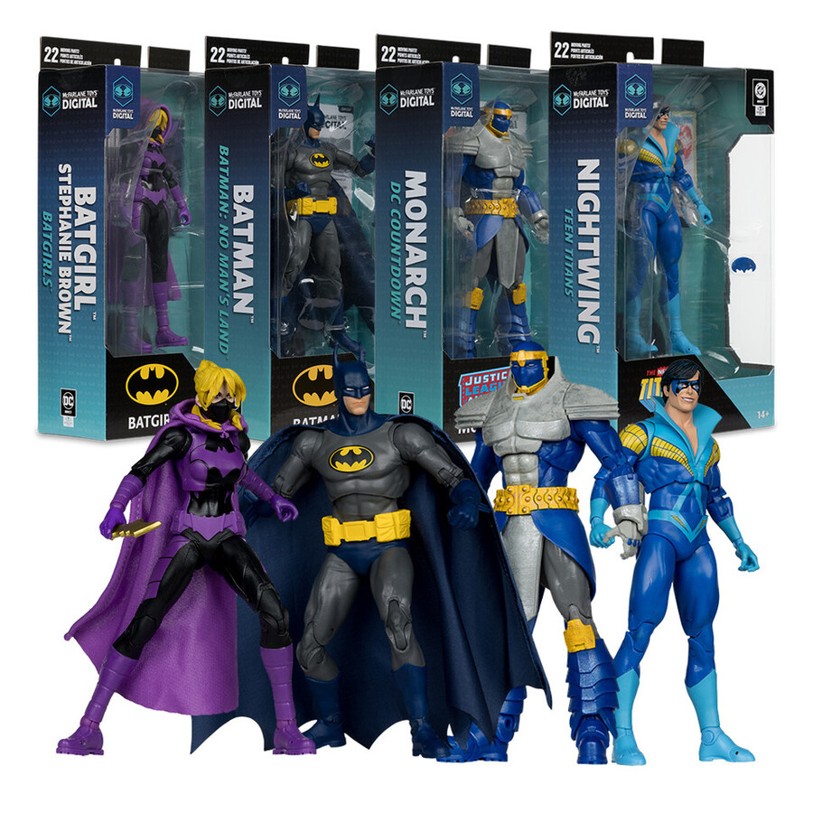 batgirl stephanie brown batman no mans land monarch dc countdown nightwing teen titans - pack de 4 figurines de 18 cm avec objets numériques de collection mcfarlane toys