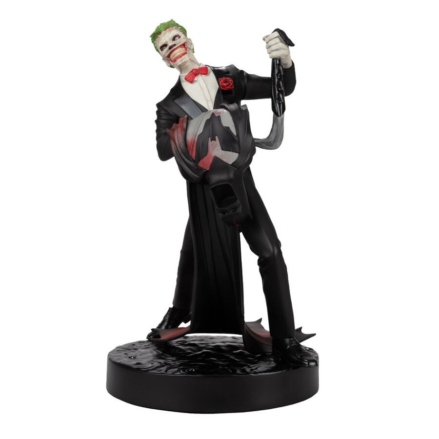 statue en résine du joker et de batman par greg capullo dc designer series