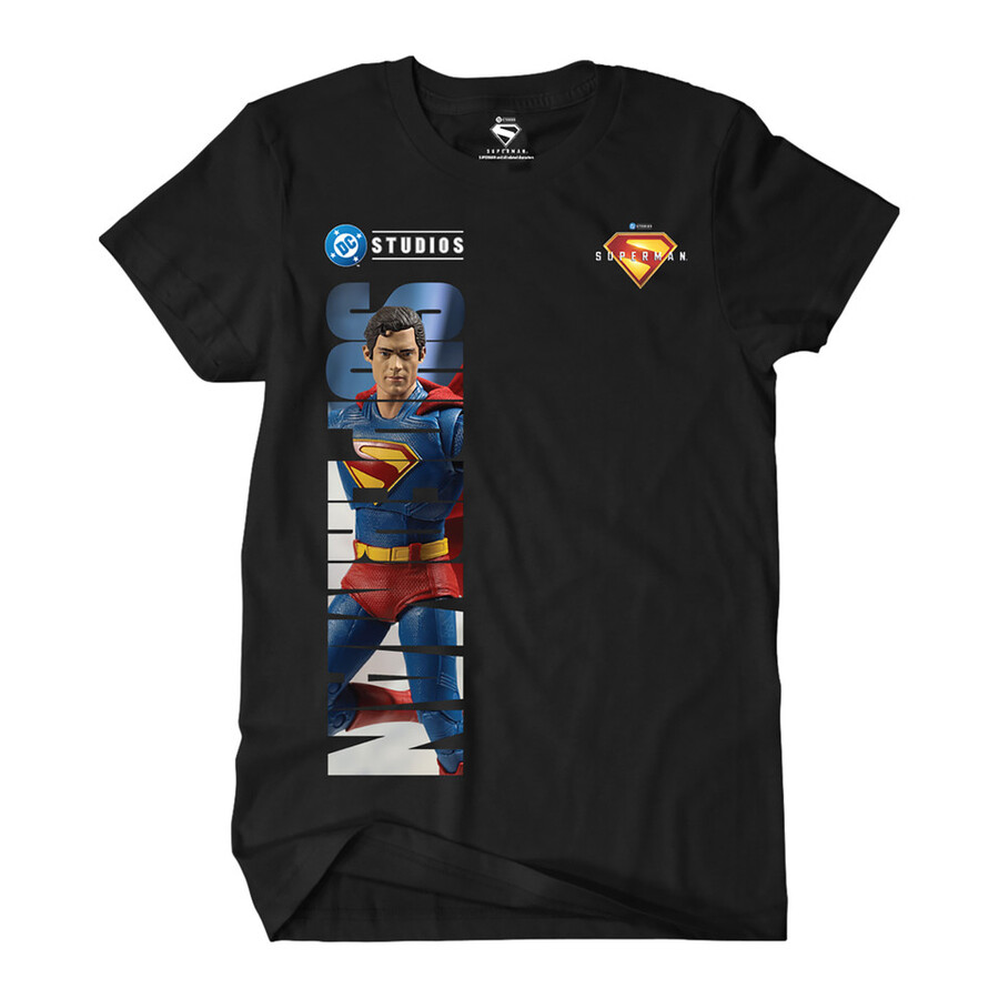 t-shirt superman dc studios à lettres verticales noir