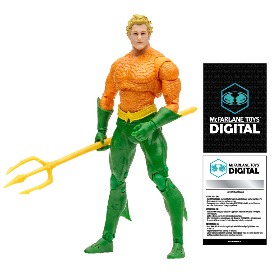figurine aquaman dc classic de 18 cm avec carte de collection numérique mcfarlane toys