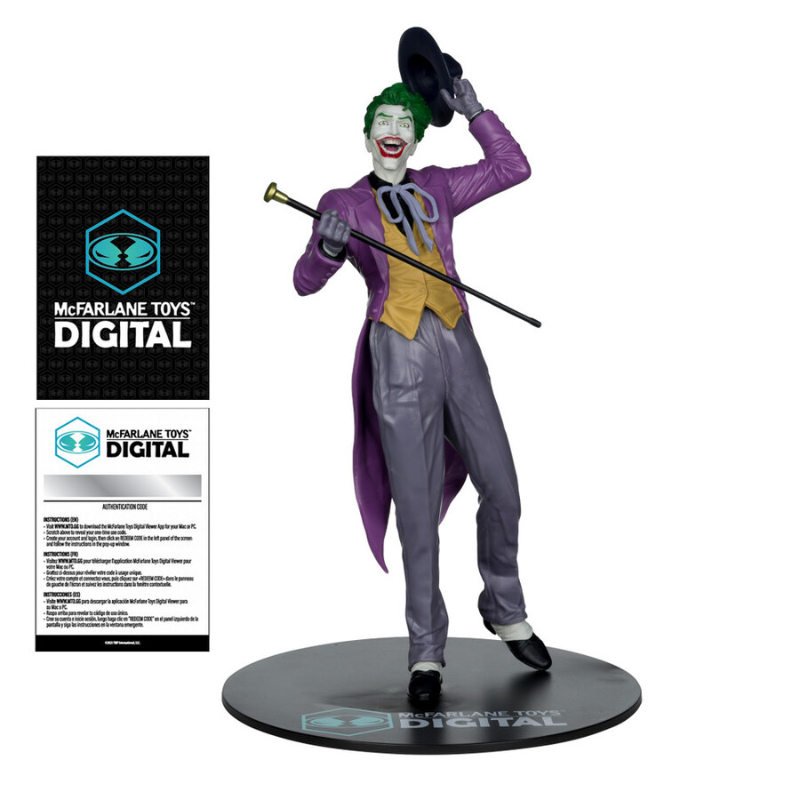 figurine joker de jason fabok les trois jokers à léchelle 16 en pvc avec carte de collection numérique mcfarlane toys