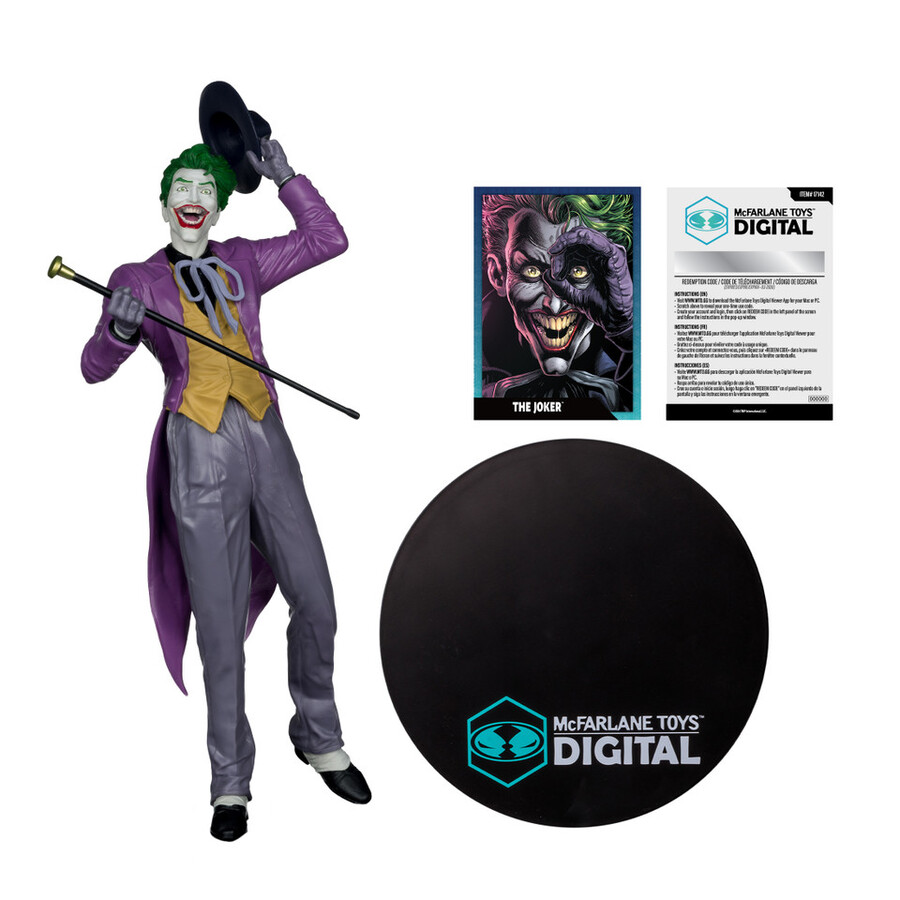 figurine joker de jason fabok les trois jokers à léchelle 16 en pvc avec carte de collection numérique mcfarlane toys