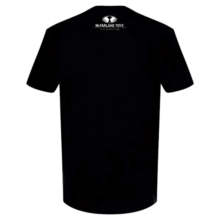 t-shirt noir exclusif mts inspiré de la bd spawn batman 1 et de ses photos de jouets.