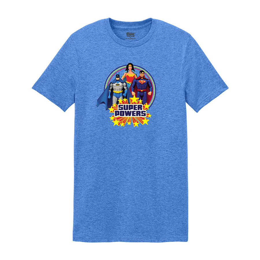 t-shirt dc super powers superhero icons bleu royal chiné exclusivité mts