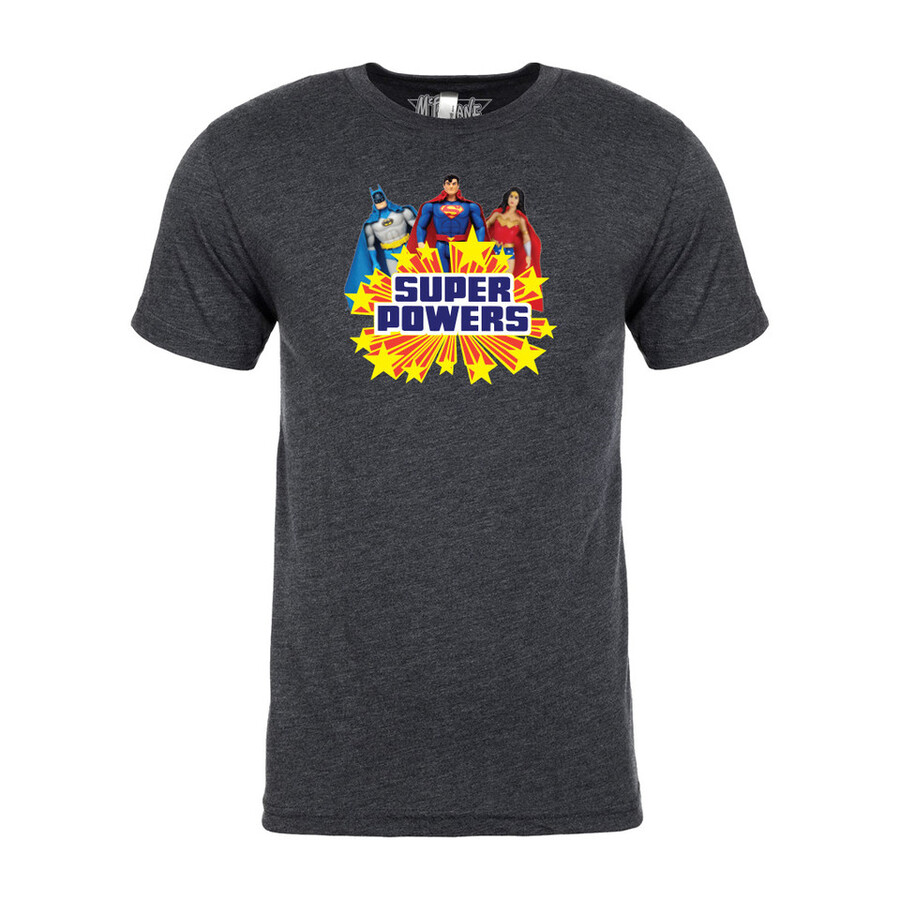 t-shirt dc super powers trinity bleu marine vintage exclusivité mts