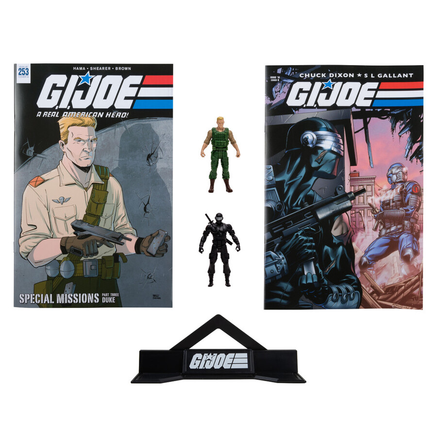 duke et snake eyes avec bd page punchers gi joe lot de 2 figurines de 76 cm