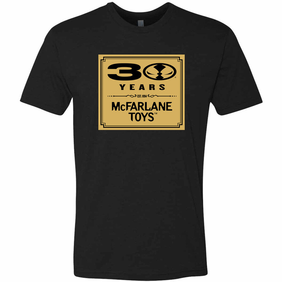 t-shirt exclusif or et noir mcfarlane toys 30e anniversaire