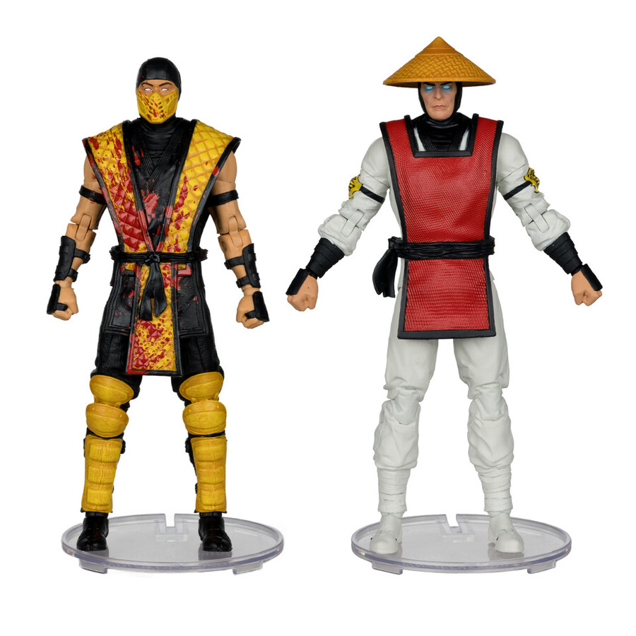 scorpion contre raiden mortal kombat classic - pack de 2 figurines de 18 cm