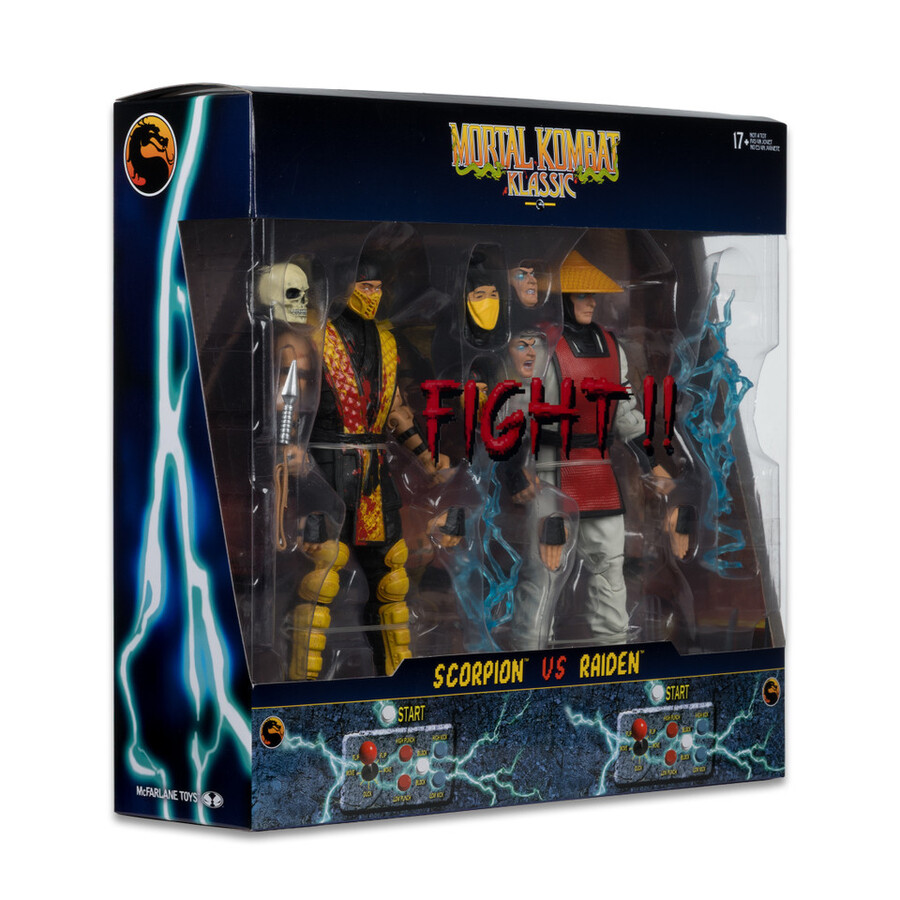 scorpion contre raiden mortal kombat classic - pack de 2 figurines de 18 cm