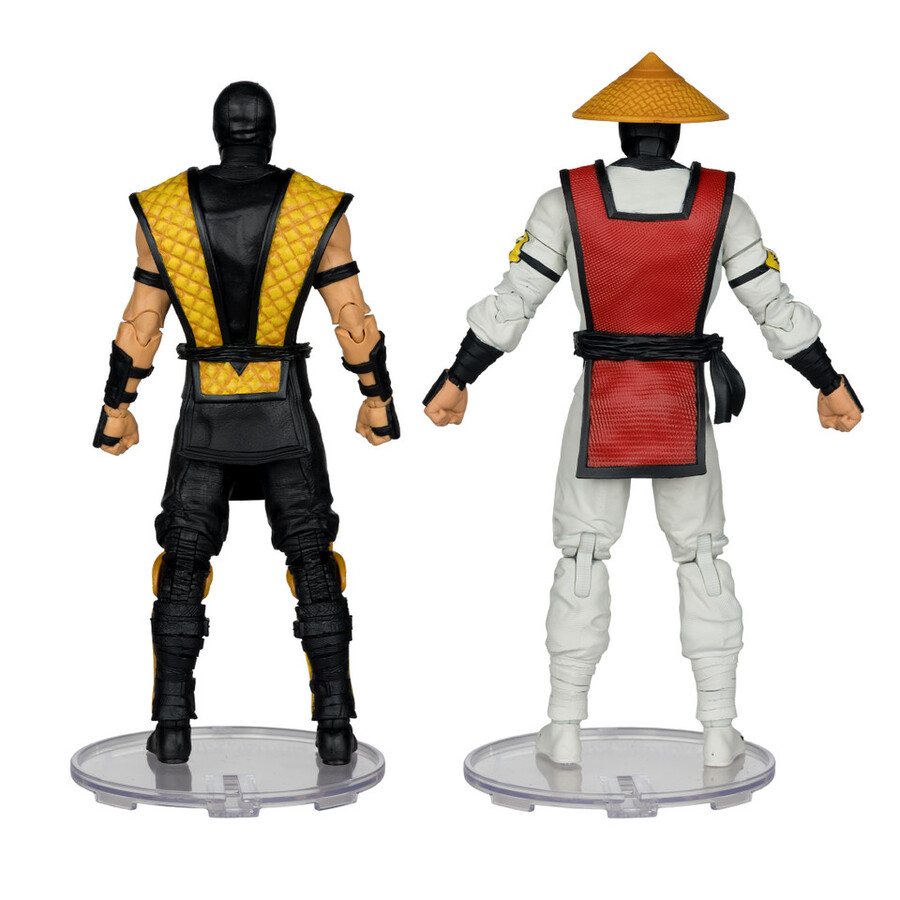 scorpion contre raiden mortal kombat classic - pack de 2 figurines de 18 cm