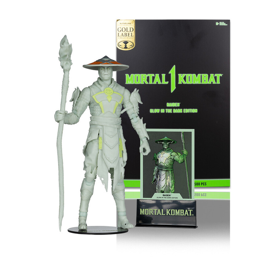 figurine raiden mortal kombat Édition phosphorescente Étiquette or 7