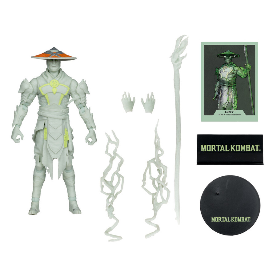 figurine raiden mortal kombat Édition phosphorescente Étiquette or 7