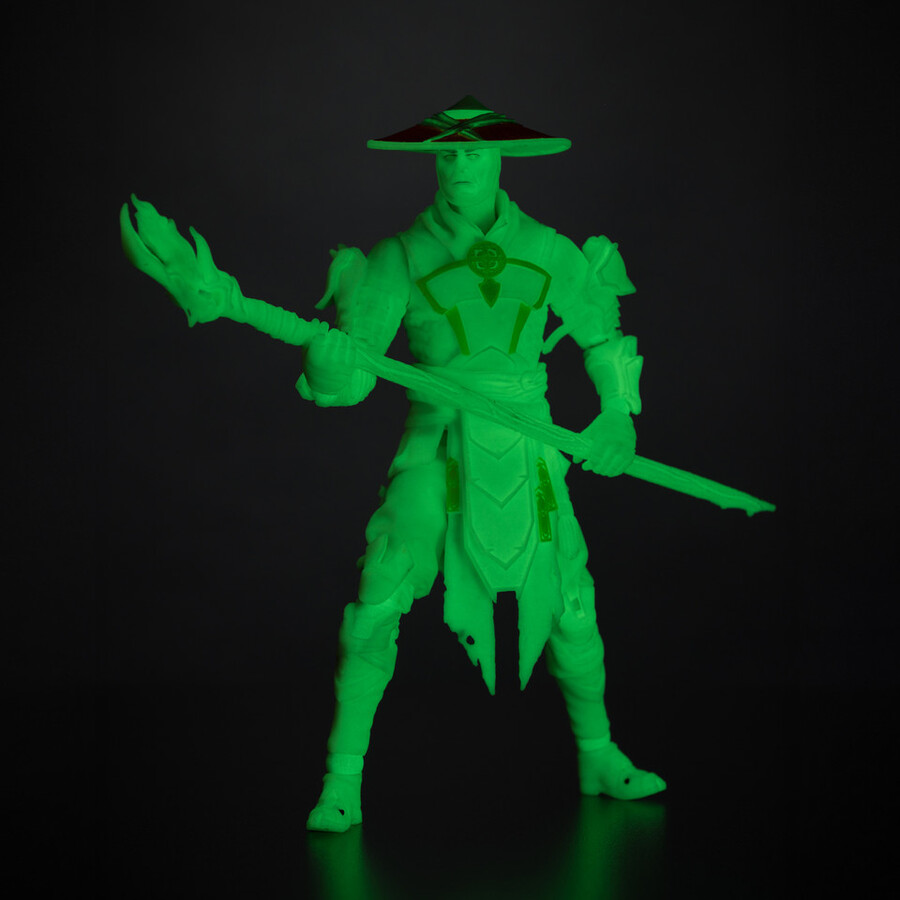 figurine raiden mortal kombat Édition phosphorescente Étiquette or 7