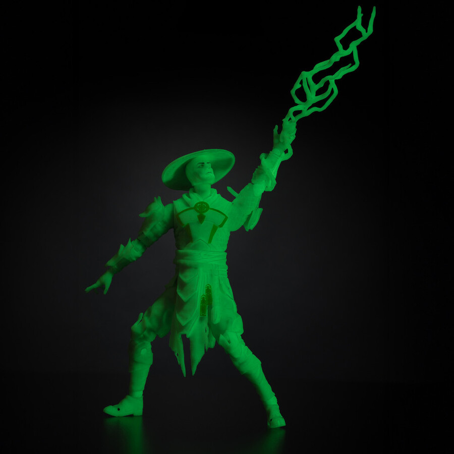 figurine raiden mortal kombat Édition phosphorescente Étiquette or 7