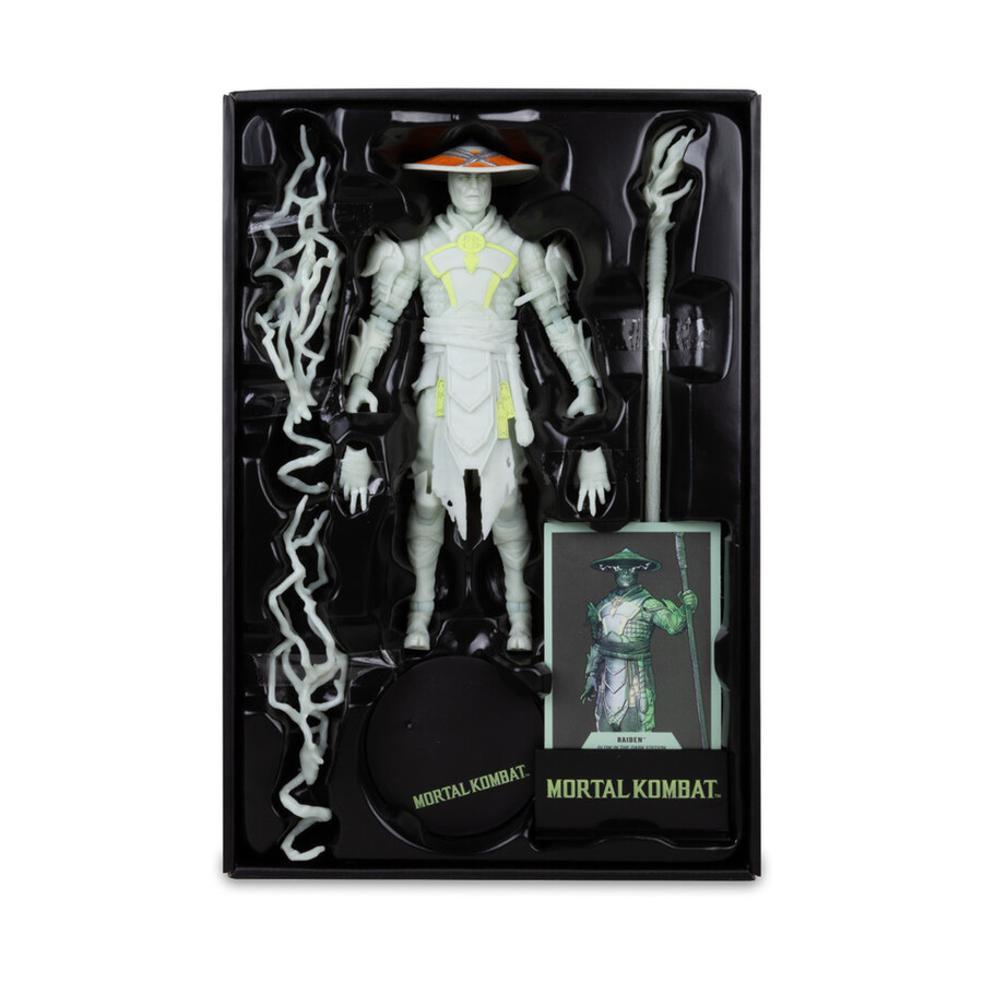 figurine raiden mortal kombat Édition phosphorescente Étiquette or 7
