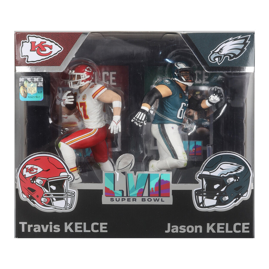 figurines nfl jason kelce et travis kelce super bowl lvii philadelphia eagleskansas city chiefs - pack de 2 18 cm - mcfarlanes sportspicks