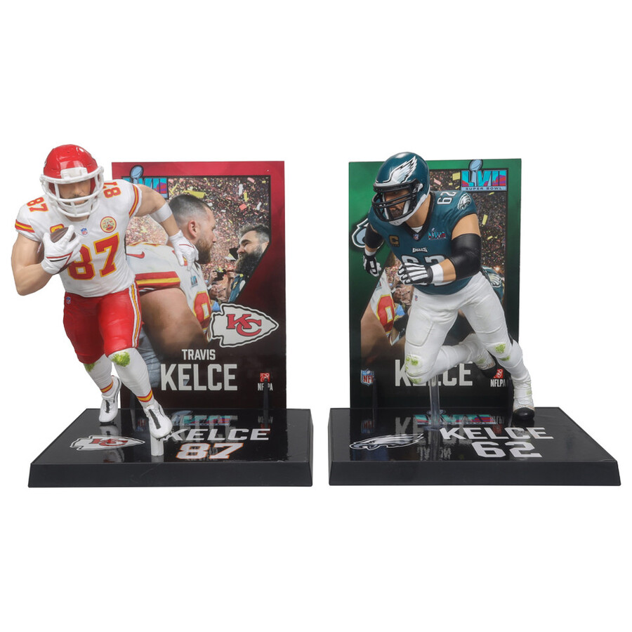 figurines nfl jason kelce et travis kelce super bowl lvii philadelphia eagleskansas city chiefs - pack de 2 18 cm - mcfarlanes sportspicks