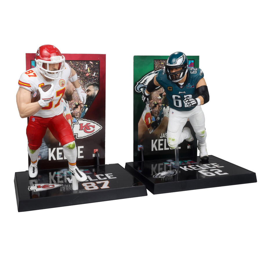 figurines nfl jason kelce et travis kelce super bowl lvii philadelphia eagleskansas city chiefs - pack de 2 18 cm - mcfarlanes sportspicks