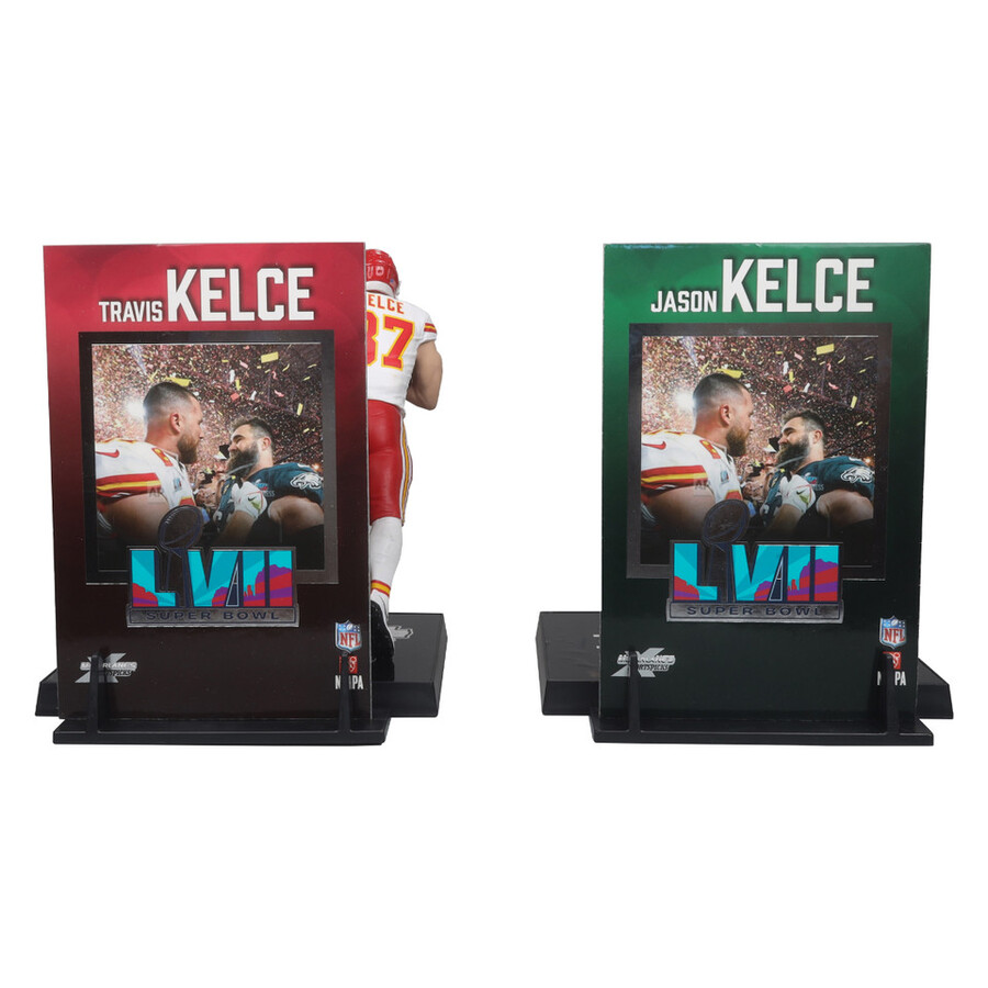 figurines nfl jason kelce et travis kelce super bowl lvii philadelphia eagleskansas city chiefs - pack de 2 18 cm - mcfarlanes sportspicks