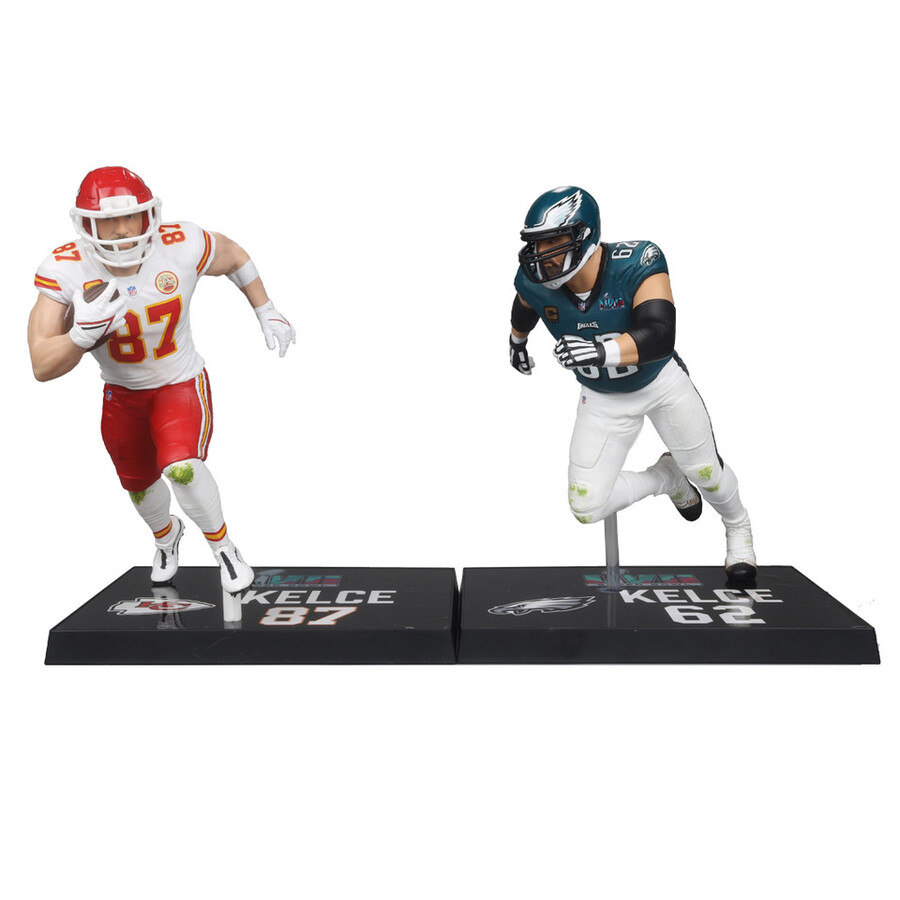 figurines nfl jason kelce et travis kelce super bowl lvii philadelphia eagleskansas city chiefs - pack de 2 18 cm - mcfarlanes sportspicks