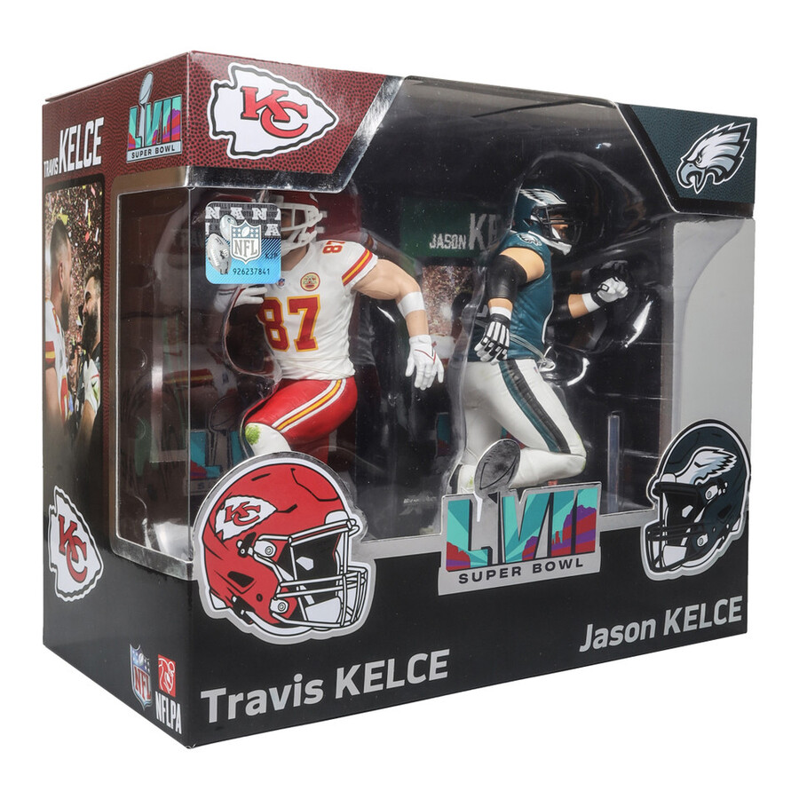 figurines nfl jason kelce et travis kelce super bowl lvii philadelphia eagleskansas city chiefs - pack de 2 18 cm - mcfarlanes sportspicks