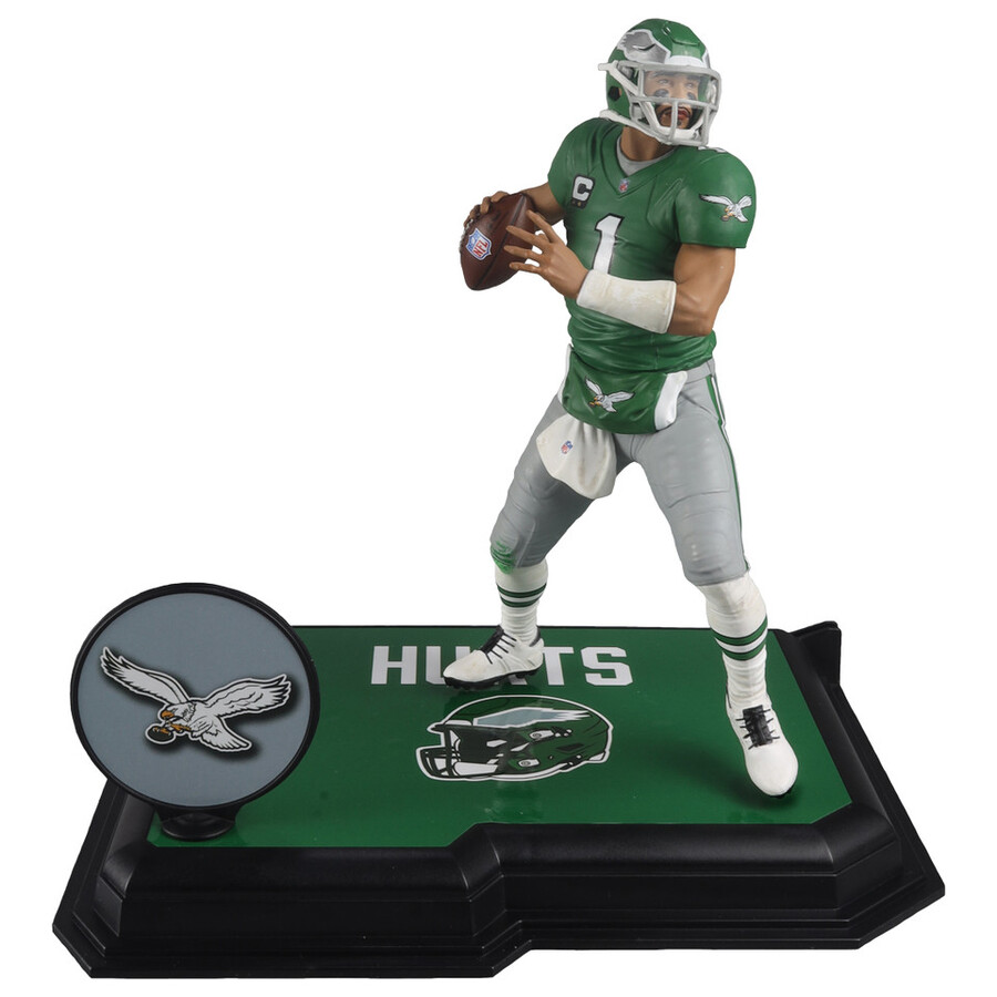 figurine jalen hurts avec maillot vert kelly philadelphia eagles - collection gold label nfl 18 cm - exclusivité mcfarlanes sportspicks et mcfarlane toys store