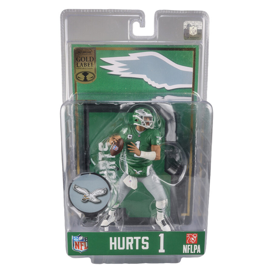 figurine jalen hurts avec maillot vert kelly philadelphia eagles - collection gold label nfl 18 cm - exclusivité mcfarlanes sportspicks et mcfarlane toys store