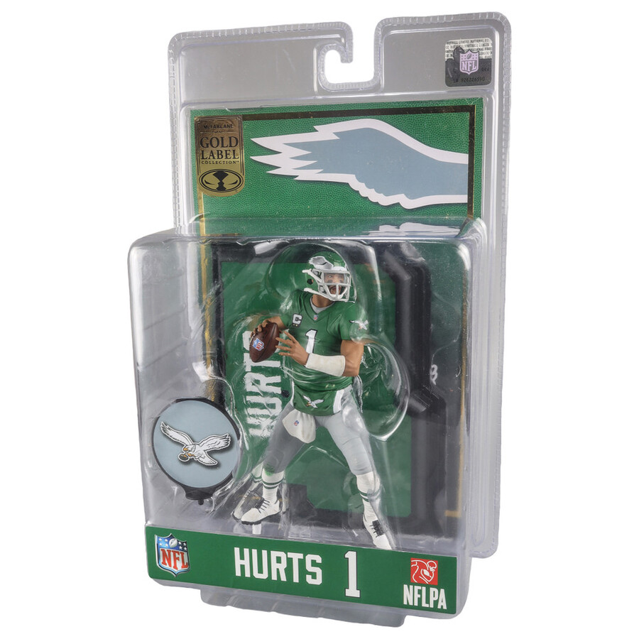 figurine jalen hurts avec maillot vert kelly philadelphia eagles - collection gold label nfl 18 cm - exclusivité mcfarlanes sportspicks et mcfarlane toys store