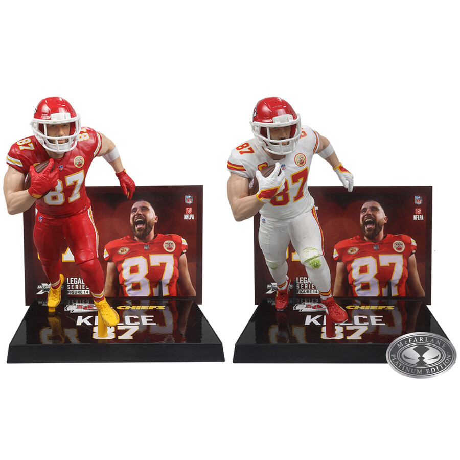 lot de 2 figurines nfl travis kelce kansas city chiefs - version standard et platine chase 7 - sélection mcfarlanes sportspicks